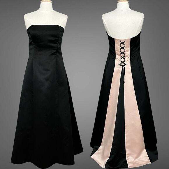Scott McClintock Dresses & Skirts - VTG Scott McClintock Women Dress 12 Black Pink Satin Strapless Corset Whimsigoth